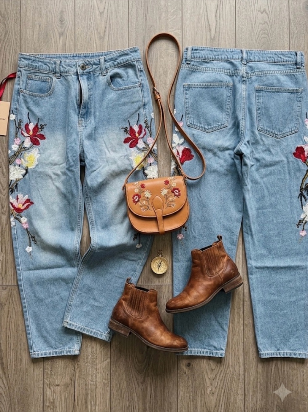 Lost in lunar — floral jeans size 8